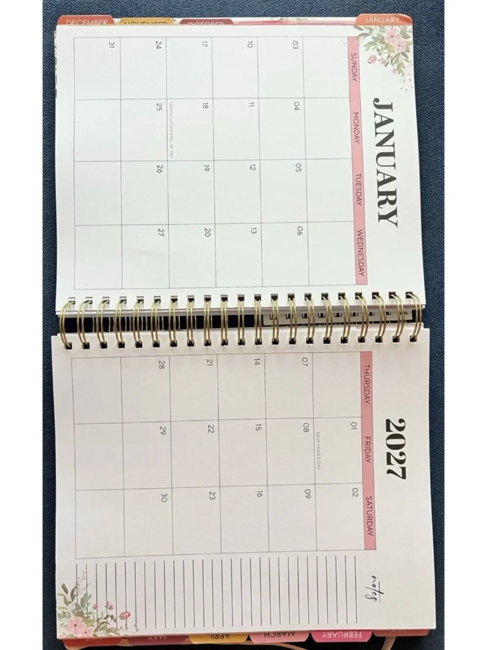 Planner 17 Month 2026-27 DAISY FLORAL Month Day Week Organizer Calendar 9